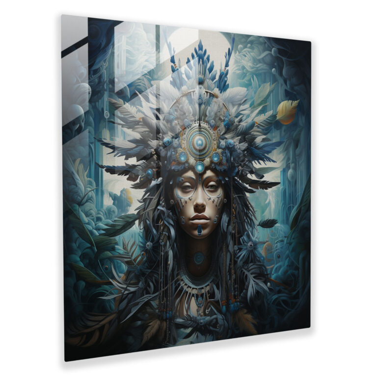 Rotes Indianer Glasbild - Natur Mystische Aura