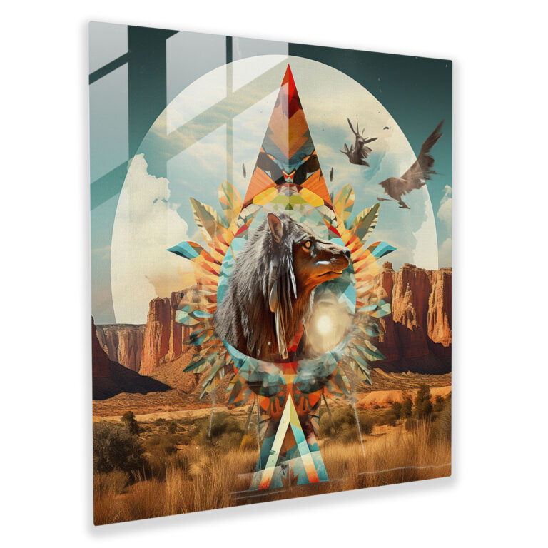 Glasbild Roter Indianer - Modern Art Leinwandbild