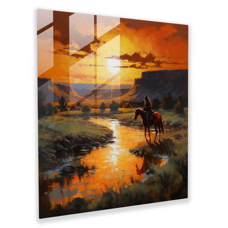 Rotes Indianer Glasbild - Indianer Glasbild Wohnkultur sanfte Pinselstriche