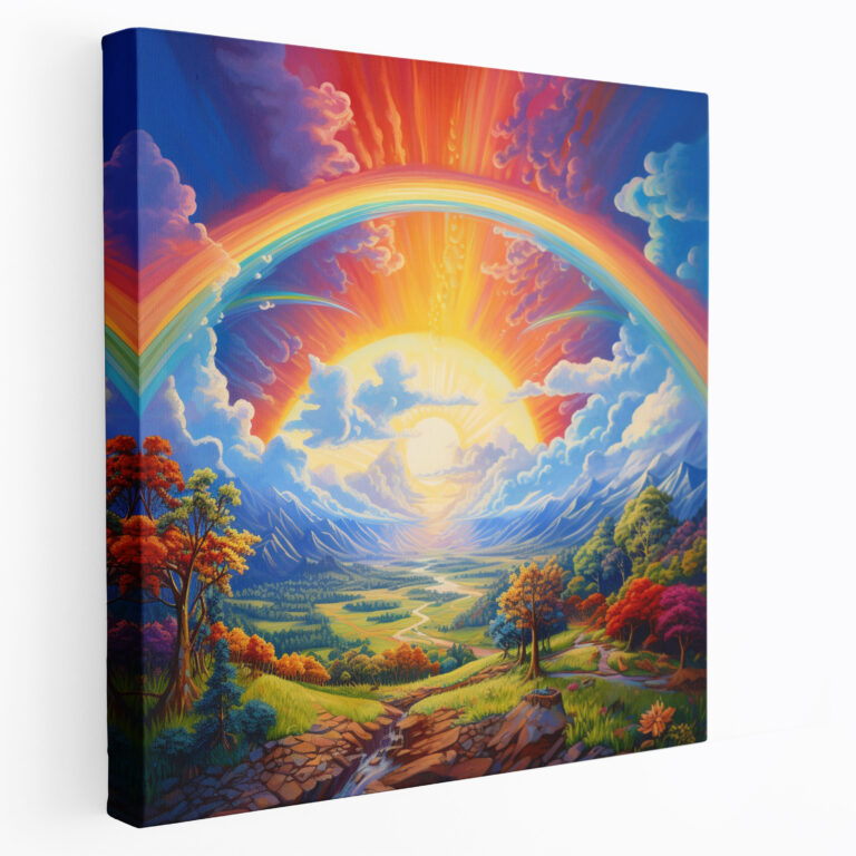 Regenbogen Leinwandbild - Bunte Wandkunst - Wanddekoration Leinwand