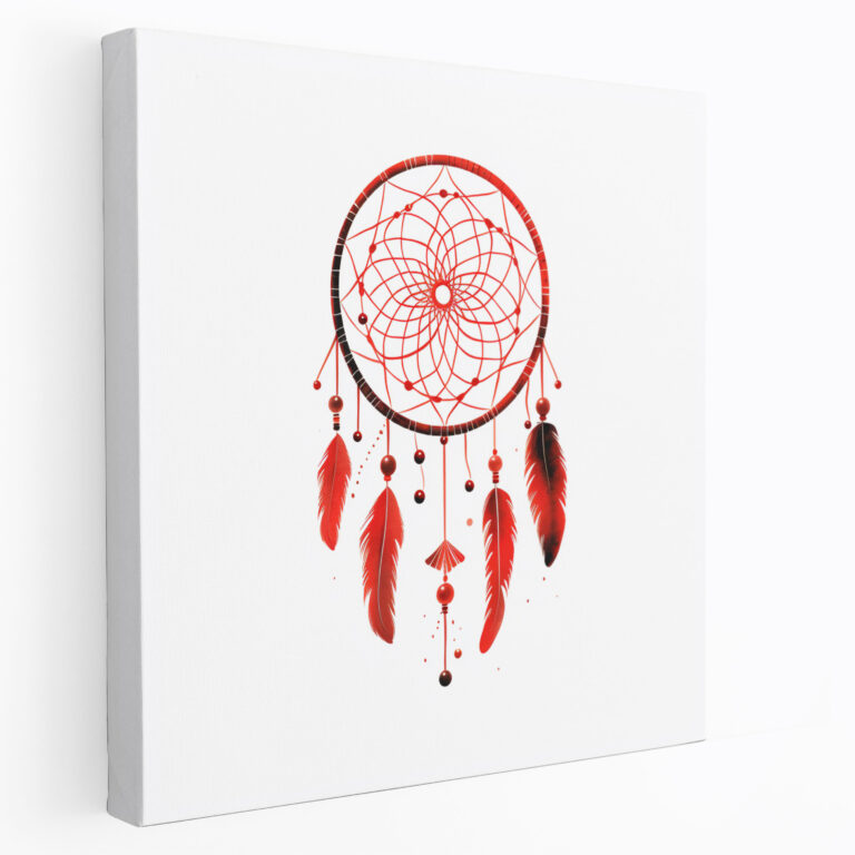 Rotes Indianer Traumfänger Leinwandbild - Indianer Leinwand Wandkunst Traumfänger Wanddekoration