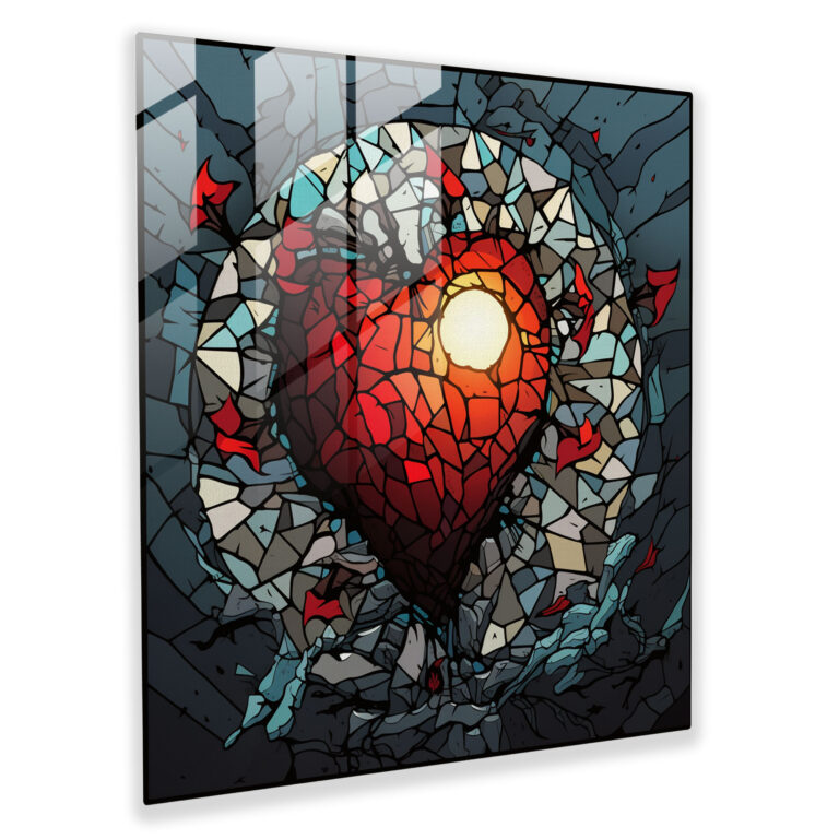 Spieglein Spieglein an der Wand: Glasbild mit gebrochenem Herzen - Ablehnung Wanddekoration Wohnkultur