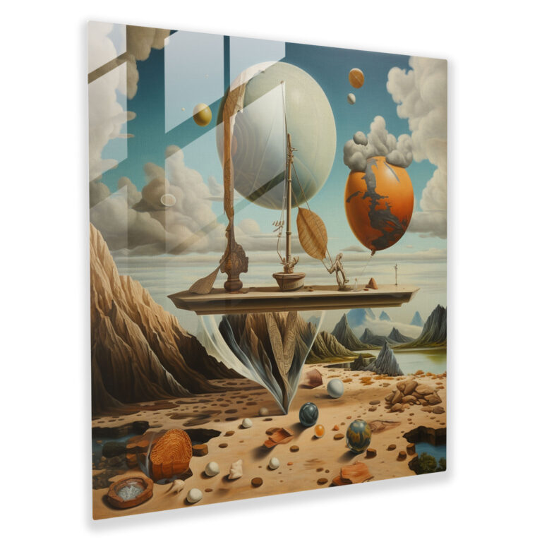 Surreales Glasbild Rolling Stones - Glasbild Wanddekoration Schwebend