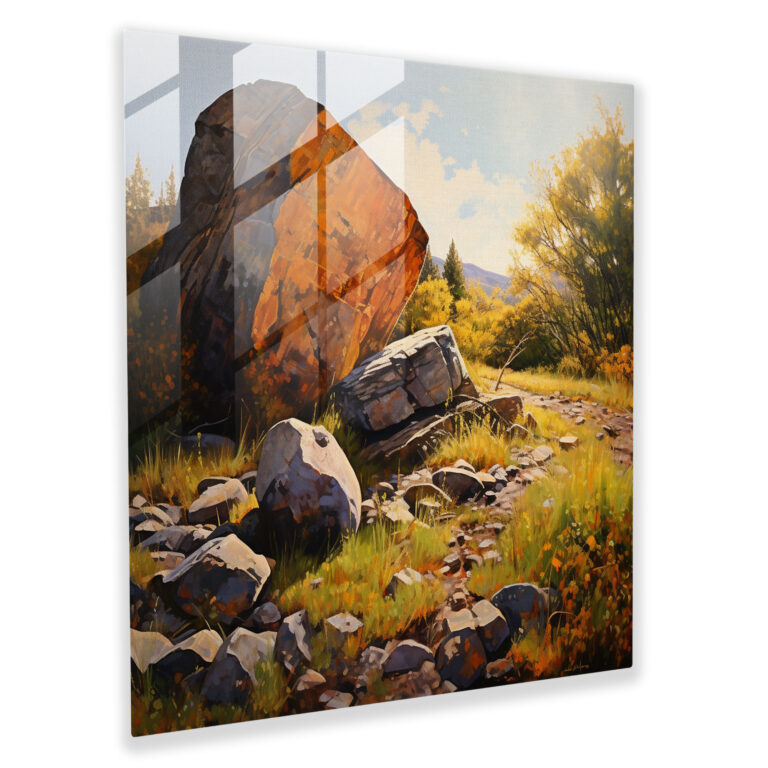 Rolling Stones Impressionistisches Glasbild - Rolling Stones Naturlandschaft Wohndekoration Moderne Kunst