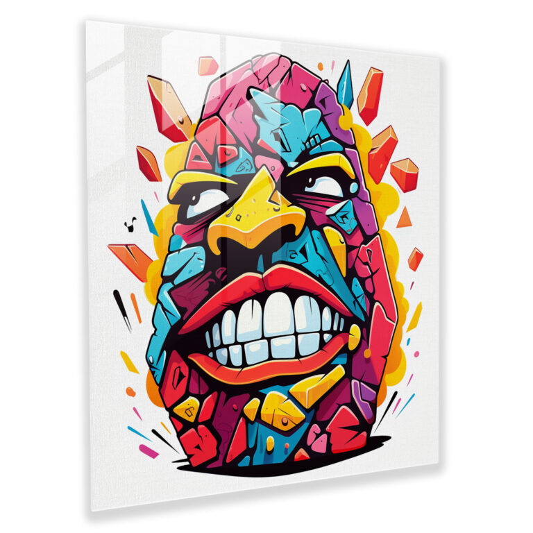 Rolling Stones Pop Art Glasbild - Muster Moderne Kunst Wanddekoration