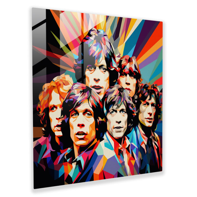 Rolling Stones Geometrisches Glasbild - Rolling Stones Wohnraumdekoration Wanddekoration Geometrisches Kunst Design