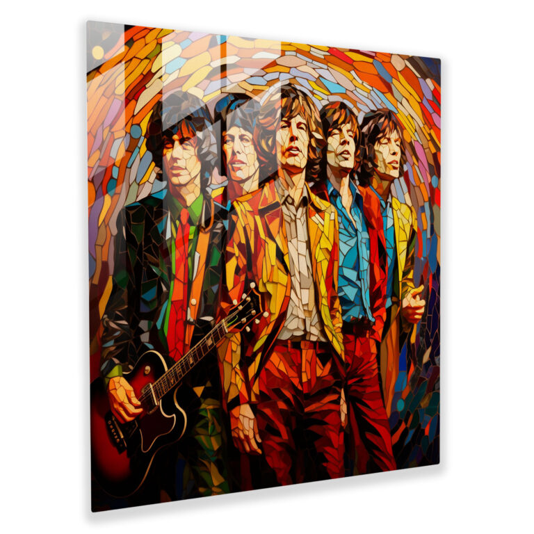 Glasbild Rolling Stones - Rolling Stones Glasbild Wohn-Dekoration Glasmalerei Mosaik.