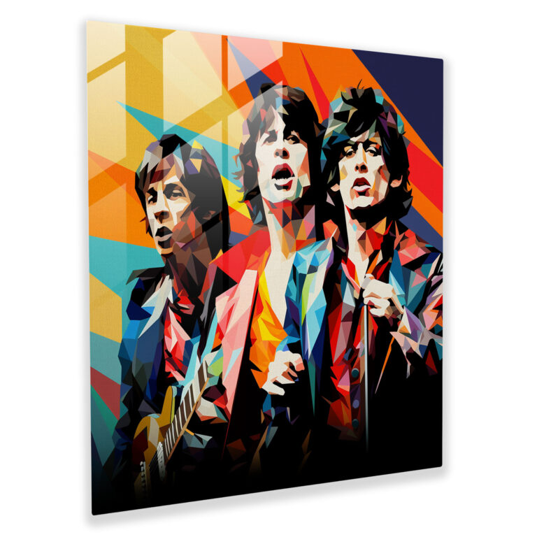 Glasbild Rolling Stones - Bunt Modern Kunstwerk