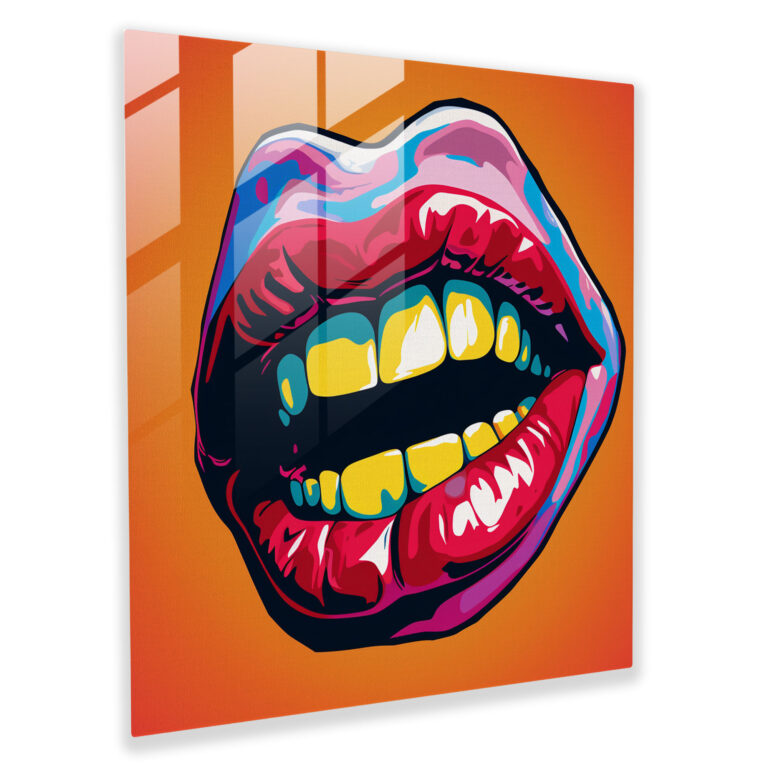 Glasbild Rolling Stones Pop-Art-Zungenlogo - Retro Leinwandbild Rolling Stones