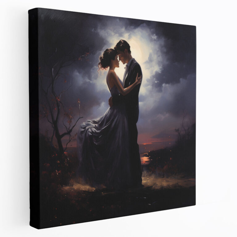 Leinwandbild Romantischer Mondlicht-Himmel - Romantisch Wandkunst Klassisch Leinwandwandkunst