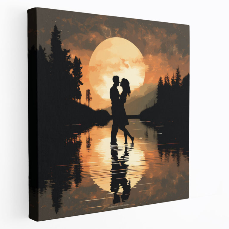 Romantisches Mondlicht-Tanz Wandbild - Romantik Faszination Leidenschaft Silhouetten