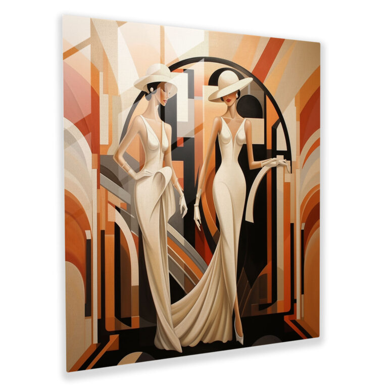 Glamouröses Glasbild im Art-Deco-Stil - Home-Dekoration mit Glaswandkunst