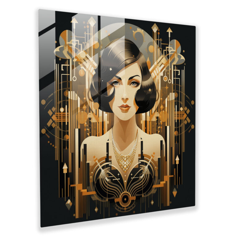 Glamouröser Gatsby: Art Deco Glasbild Wanddekoration mit geometrischen Mustern