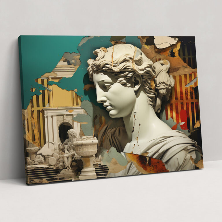 Moderne Statuen-Collage in Rom Leinwandbild - Rom Statuen Wanddekoration