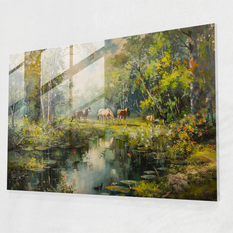 Rokoko-Stil Gemälde Glasbild - Moderne Kunst Glasbild Leinwandbild