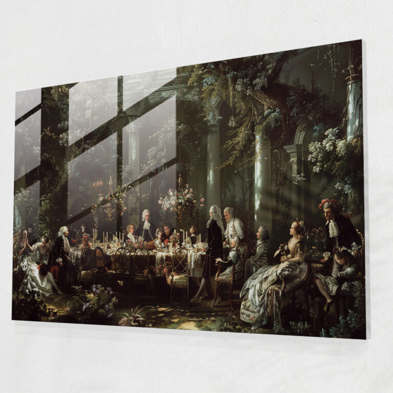 Glasbild im Rokoko-Stil - Dekoration im Rokoko-Stil Wohnraumdekoration Wanddekoration Glas-Wandkunst