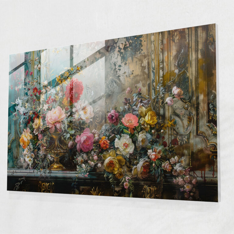 Glasbild Rococo-Stil Gemälde - Rococo-Stil Gemälde Moderne Kunst Glas-Kunst
