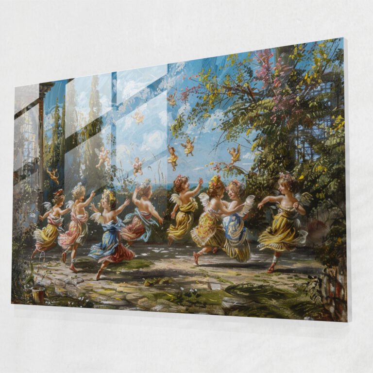 Rokoko Stil Gemälde für die Innendekoration - Glasbild Glas Kunst Wanddekoration im Rokoko Stil