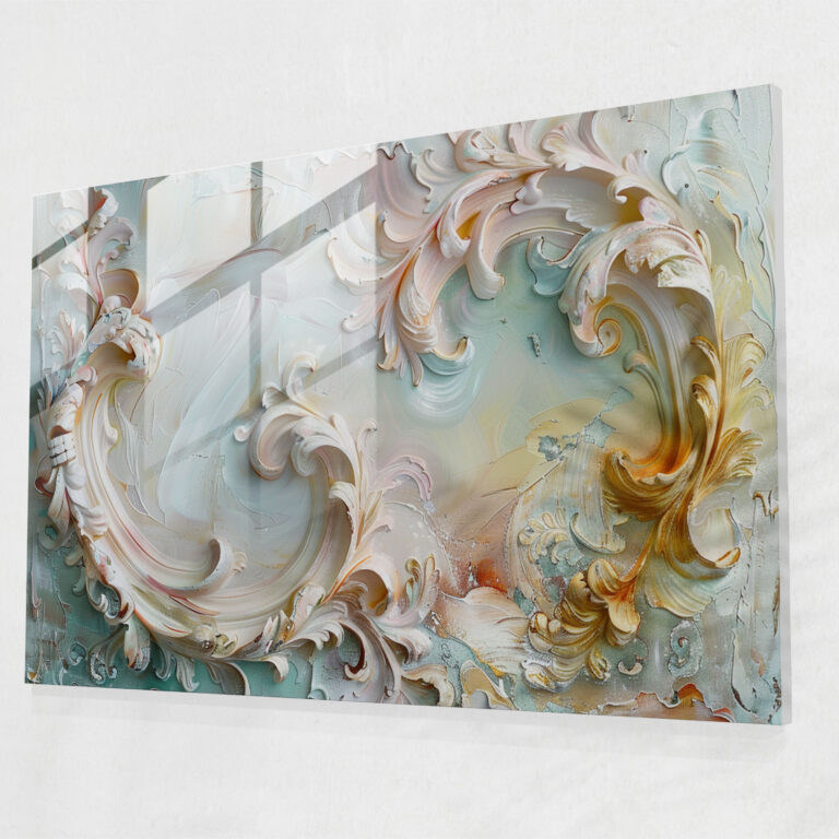 Rokoko-Stil Glasbild Kunst - Glasbild im Rokoko-Stil Wandkunst aus Glas Wohnkultur Moderne Kunst