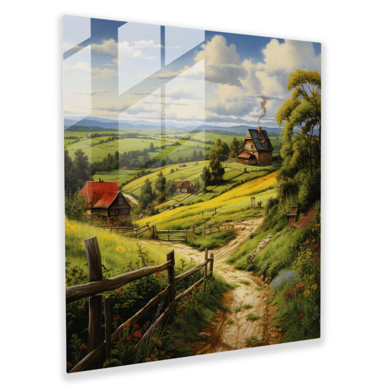 Glasbild ländliche Idylle - rustikale Glas Kunst modernes Kunstwerk
