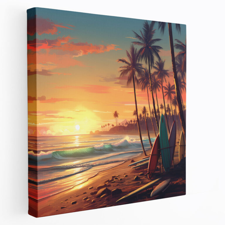 Leinwandbild Retro Strand Szene - Retro Wandkunst Wohnkultur