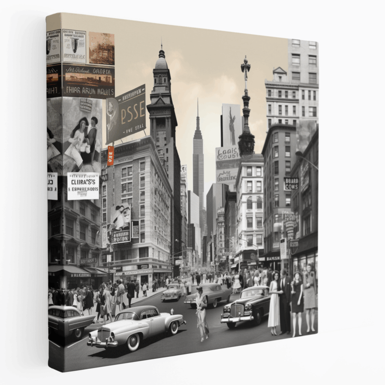 Leinwandbild Retro Landmarks Collage