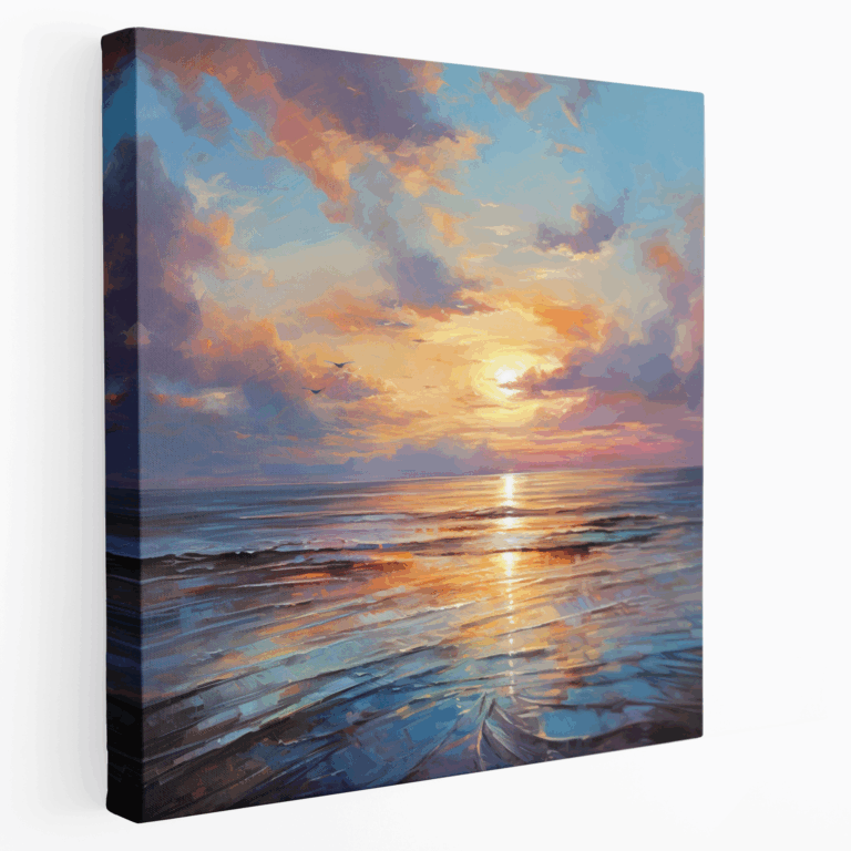 Leinwandbild Küsten Sonnenuntergang im Retro-Stil