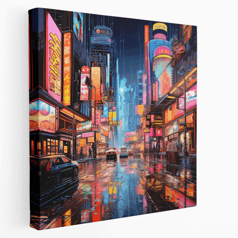Leinwandbild Neon Cityscape im Retro-Stil