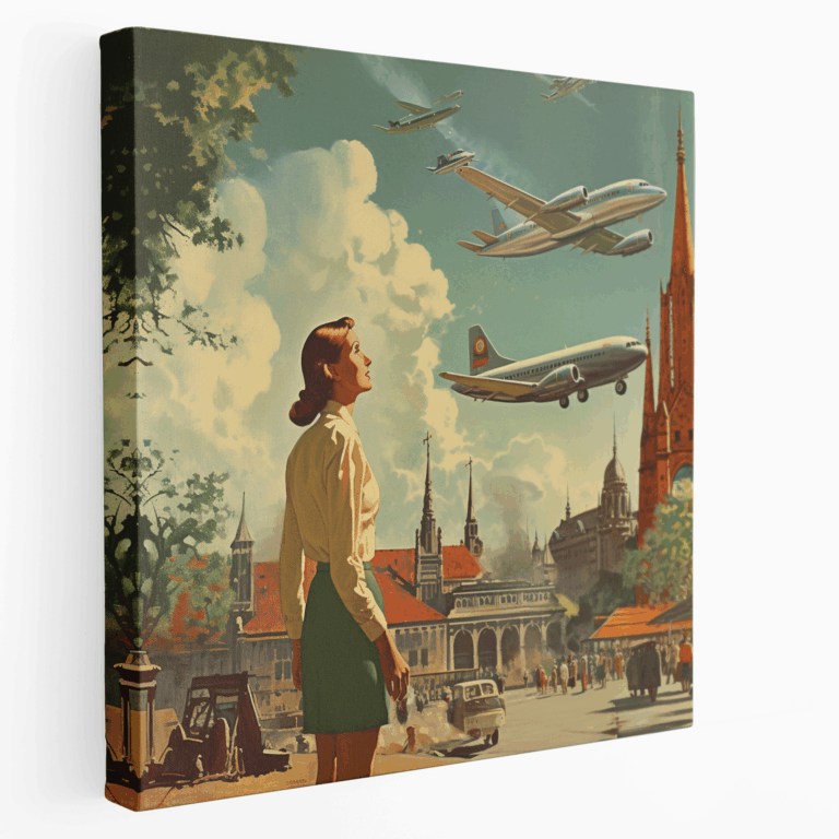 Leinwandbild-Set mit Retro-Europäischen Wahrzeichen