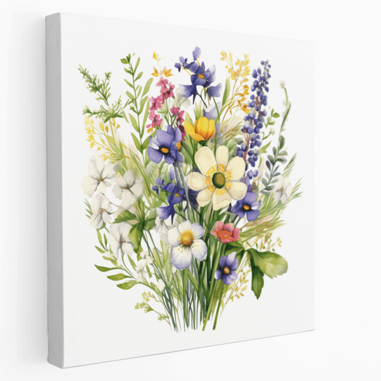 Leinwandbild mit Retro Blumenmuster