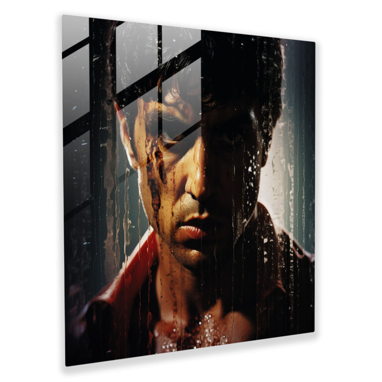 Scarface Intense Blick Glasbild - Moderne Kunst Wanddekoration