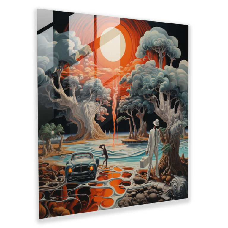 Surrealistisches Glasbild mit Scarface - Spannung Moderne Kunst