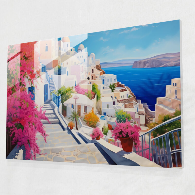 Santorini Glas Kunst Leinwandbild Moderne Kunst