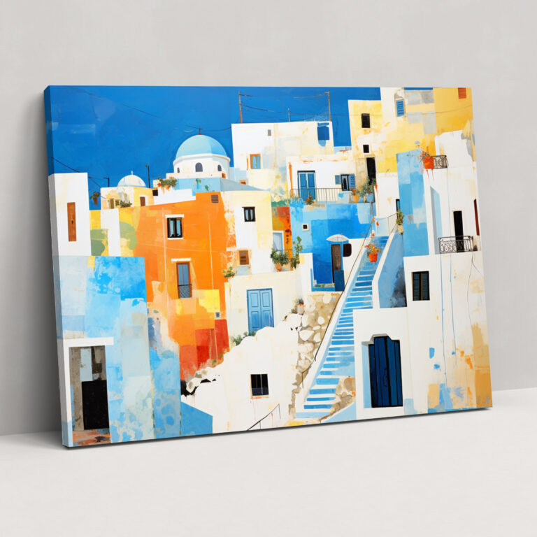 Santorini Leinwandbild - Wandkunst aus Santorini Leinwand Kunstwerk Wanddekoration