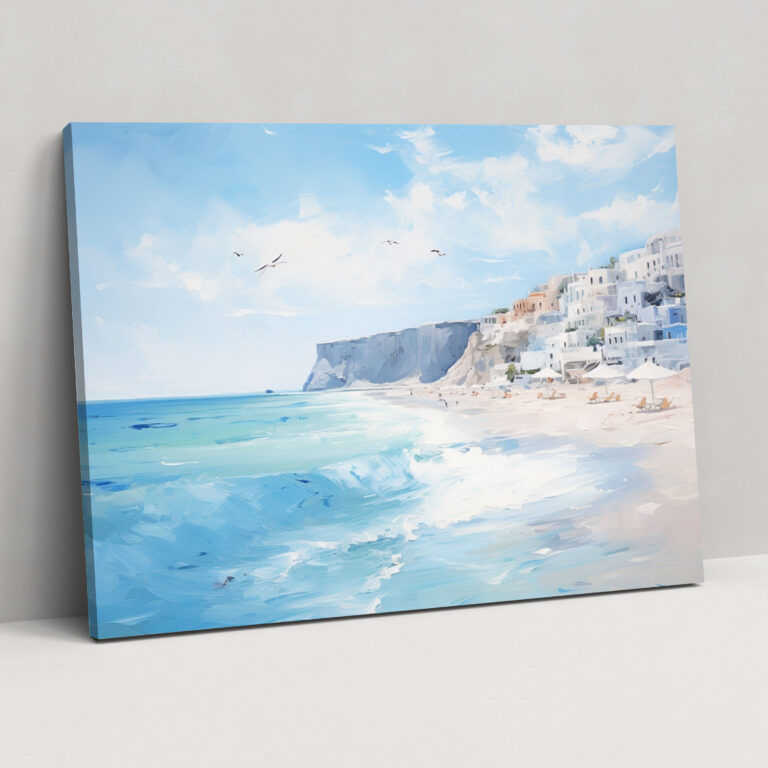 Santorini Leinwandbild - Impressionistisches Meereslandschaft Leinwandbild - Santorini Leinwandbild Traumhafte Atmosphäre Impressionistische Meereslandschaft