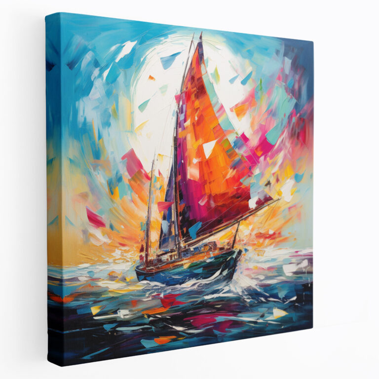 Leinwandbild Segelboot - Abstraktes Abenteuer - Wandkunst - Segelboot Geist des Abenteuers Leinwand Abstrakte Kunst