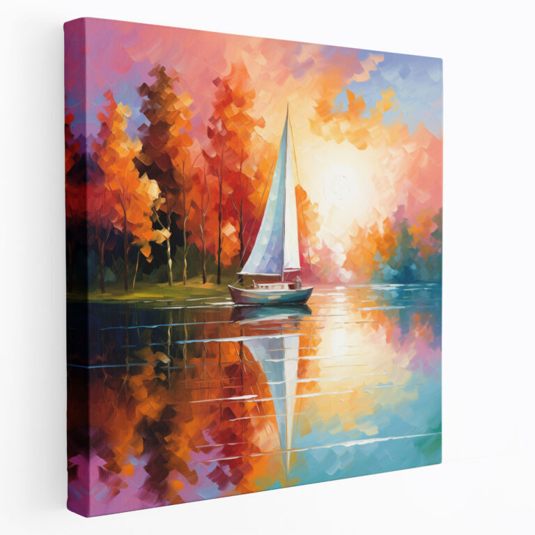 Leinwandbild Segelboot am ruhigen See - Segelboot Dekoration für Zuhause Wandkunst