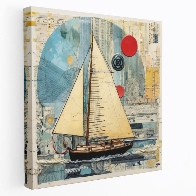 Maritimes Abenteuer Segelboot Collage Wandkunst - Segelboot Collage-Kunstwerk Leinwand-Wandkunst Wohnkultur