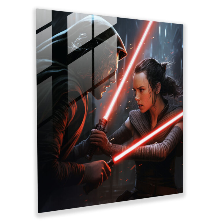 Star Wars Lichtschwert Duell Glasbild - Star Wars Glas Wandkunst Glas Kunst
