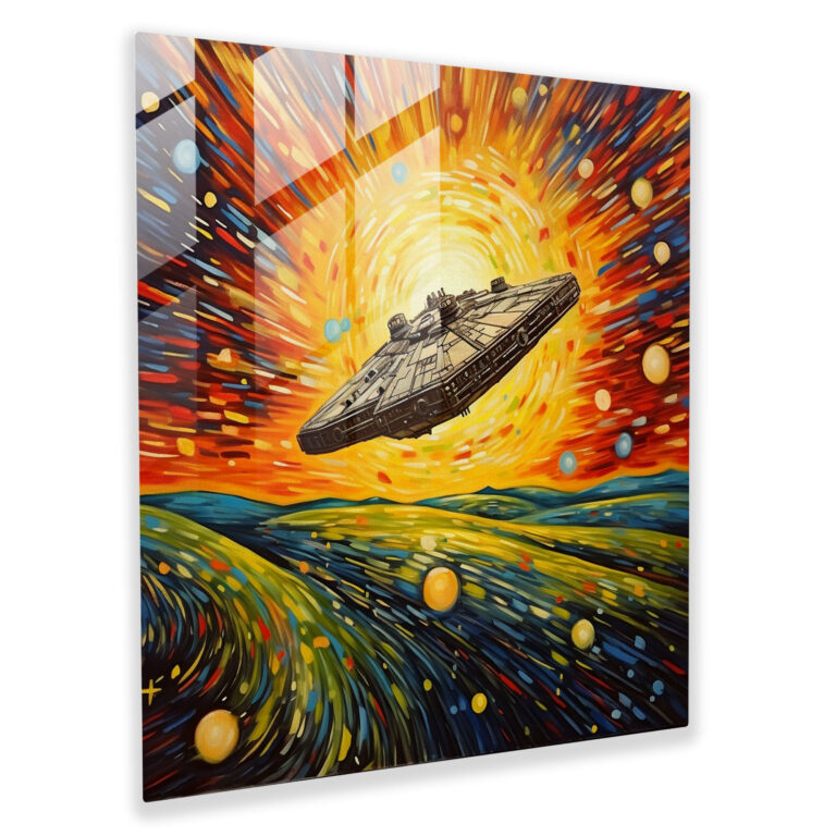 Millennium Falcon Energieausbruch Glasbild - Star Wars Abstrakte Kunst Wohnraumdekoration