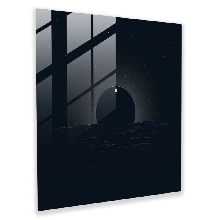 Minimalistisches Glasbild Death Star - Star Wars minimalistisches Design Glas-Kunst