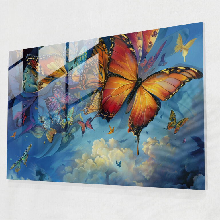 Lebendige Schmetterlinge Glasbild - Salvador Dali Moderne Kunst Wohnkultur Glasbild