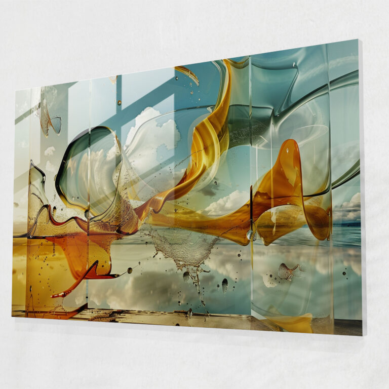 Abstraktes Glasbild inspiriert von Dalí - Salvador Dalí abstrakte Kunst Glas Wandkunst Wohnkultur