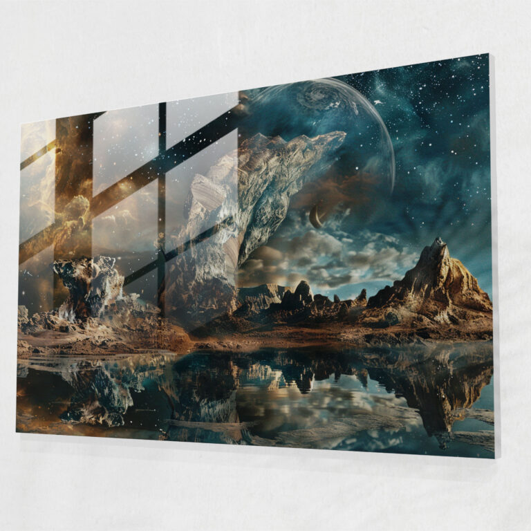 Glasbild Kosmische Landschaften - Salvador Dali Wanddekoration Glas Kunst