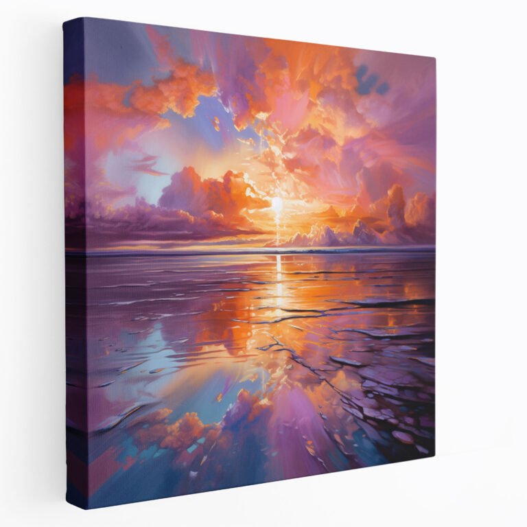 Buntes Sonnenaufgangs-Seekunst-Leinwandbild - Seekunst Leinwandwandkunst Sonnenaufgang