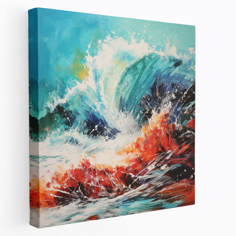 Meereslandschaft Leinwandbild - Meereslandschaft Felsen strukturierte Pinselstriche Acrylmalerei