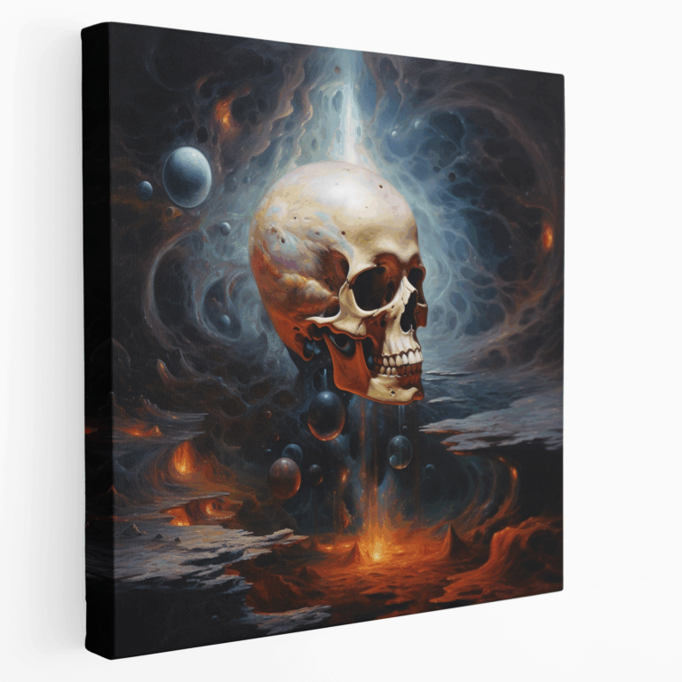 Kosmisches Surreales Schädel Leinwandbild