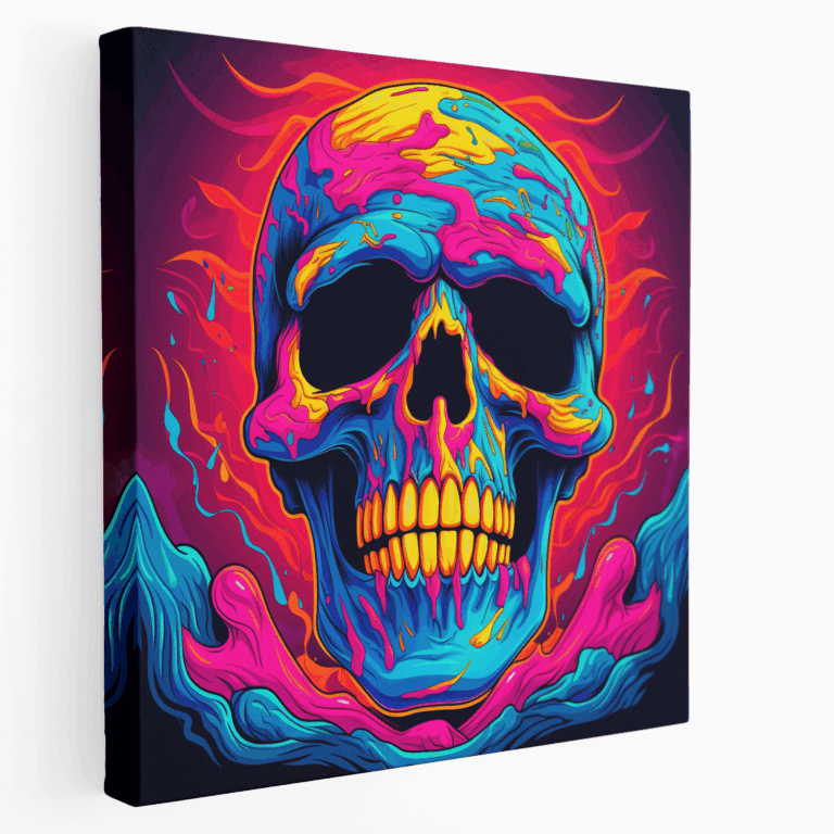Psychedelisches Pop-Art-Schädel Leinwandbild
