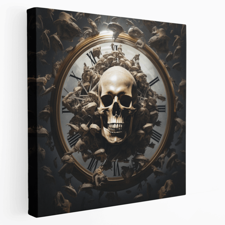Schwebende Uhren Totenkopf Leinwandbild