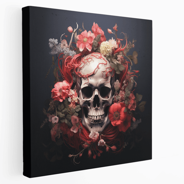Surreales Blumen Schädel Wandbild